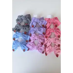 12li Karışık Renk Çilek Figürlü Otomat Toka Set