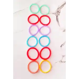 12li Karışık Renk Helezon Lastik Toka Set