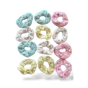 12li Karışık Renk İnci Detaylı Simit Toka Set