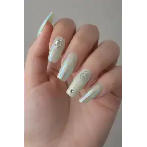 12li Karışık Renk Jel Görünümlü Takma Tırnak (Yapıştırıcılı)