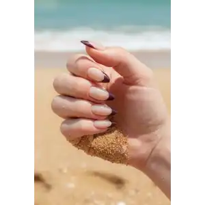 12li Krem Ve Bordo Renk Jel Görünümlü Takma Tırnak (Yapıştırıcılı)