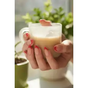 12li Krem Ve Turuncu Renk Jel Görünümlü Takma Tırnak (Yapıştırıcılı)