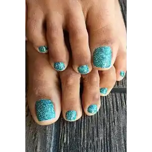 12li Mavi Renk Sim Detaylı Ayak Takma Tırnak Seti