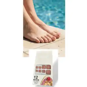 12li Pudra Renk Takma Tırnak Set (Yapıştırıcılı)