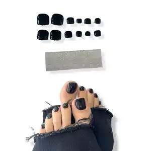 12li Siyah Renk Ayak Takma Tırnak Seti