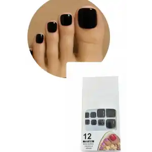 12li Siyah Renk Takma Tırnak Set (Yapıştırıcılı)