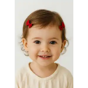 2li Kırmızı Renk Kurdele Figürlü Saçsız Bebek Tokası