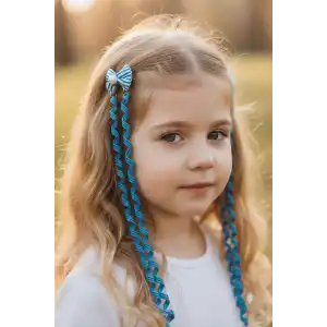 2li Mavi Renk Kurdele Figürlü Çocuk Yan Toka