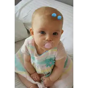 2li Mavi Renk Ponponlu Saçsız Bebek Tokası