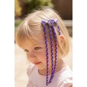 2li Mor Renk Kurdele Figürlü Çocuk Yan Toka