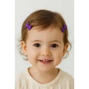 2li Mor Renk Kurdele Figürlü Saçsız Bebek Tokası