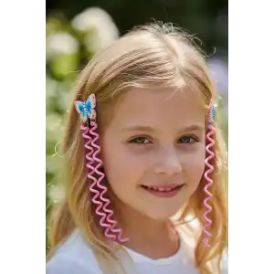 2li Pembe Renk Kelebek Figürlü Çocuk Yan Toka