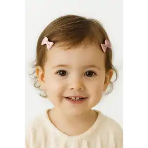 2li Pembe Renk Kurdele Figürlü Saçsız Bebek Tokası