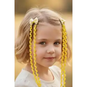 2li Sarı Renk Kurdele Figürlü Çocuk Yan Toka