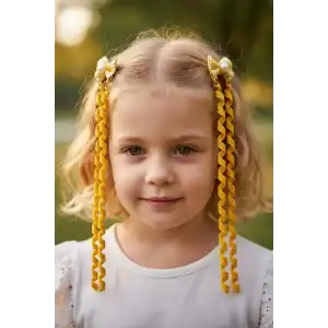 2li Sarı Renk Kurdele Figürlü Çocuk Yan Toka