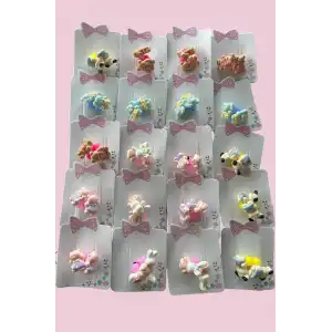 20li Karışık Renk Hayvan Figürlü Çocuk Toka Set