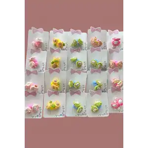 20li Karışık Renk Karışık Figürlü Çocuk Lastik Toka Set