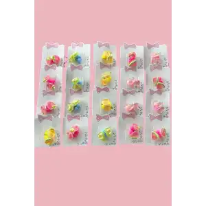 20li Karışık Renk Meyve Figürlü Çocuk Toka Set