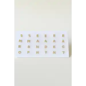 24lü Altın Renk Harfli Taş Detaylı Tragus Küpe Set