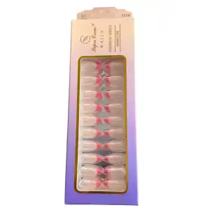 24lü Krem Ve Turuncu Renk Takma Tırnak (Yapıştırıcılı)