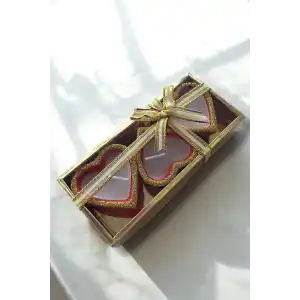 3lü Kırmızı Renk Kalp Figürlü Mum