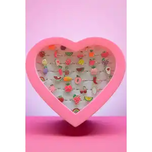 36lı Karışık Renk Karışık Figürlü Ayarlanabilir Çocuk Yüzük Set