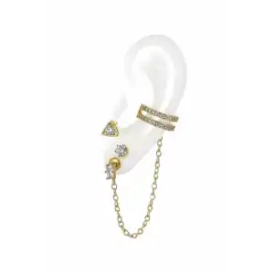 4lü Altın Renk Taş Detaylı Küpe Set