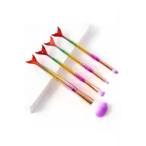 4lü Karışık Renk Balık Kuyruğu Figürlü Makyaj Fırçası Set