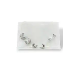 6lı Gümüş Renk Taş Detaylı 14k Altın Kaplama Küpe Set