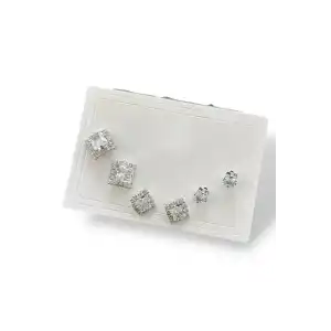 6lı Gümüş Renk Taş Detaylı 14k Altın Kaplama Küpe Set