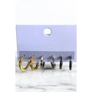 6lı Karışık Renk Halka Küpe Set