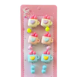 6lı Karışık Renk Ve Figürlü Deliksiz Çocuk Küpe Set