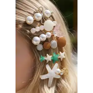 6lı Pembe Renk Karışık Figürlü Toka Set