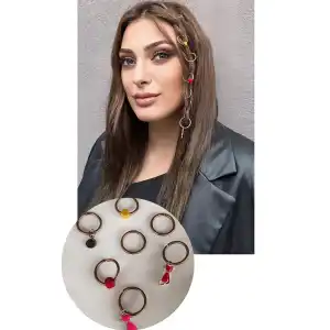 8li Rose Renk Karışık Figürlü Saç Küpesi