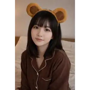 Açık Kahverengi Kulak Detaylı Peluş Taç