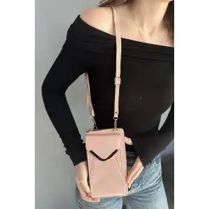 Açık Pembe Renk Deri Kadın Çanta