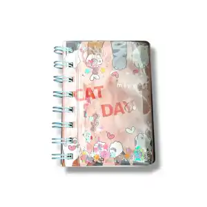 Açık Pembe Renk Pati Figürlü Cat Day Yazılı Defter