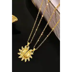 Altı Renk Güneş Figürlü İkili Çelik Çift/ Best Friend Kolyesi