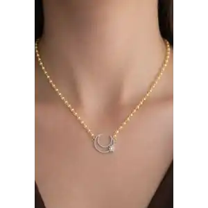 Altın Renk 14k Altın Kaplama Ay Figürlü Kolye