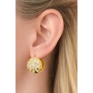 Altın Renk 14K Altın Kaplama Göz Detaylı Küpe (Çift)