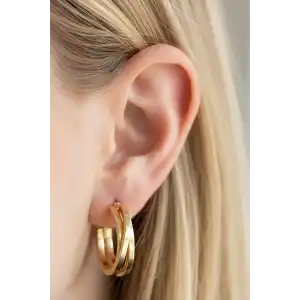 Altın Renk 20MM Halka Küpe (Çift)