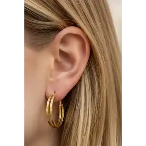 Altın Renk 40MM Halka Küpe (Çift)