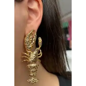 Altın Renk Akrep Figürlü Tasarım Küpe (Çift)