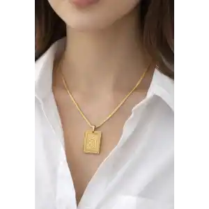 Altın Renk Allah Yazılı Çelik Kolye