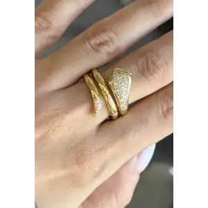 Altın Renk  Ayarlanabilir Çelik Yüzük