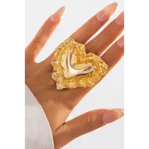 Altın Renk Ayarlanabilir Tasarım Kalpli Yüzük