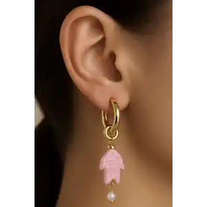 Altın Renk Balık Figürlü İnci Detaylı Küpe (Çift)