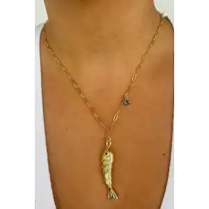 Altın Renk Balık Figürlü YSX Kolye