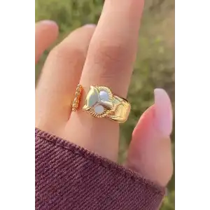 Altın Renk Baykuş Figürlü Metal Ayarlanabilir Yüzük