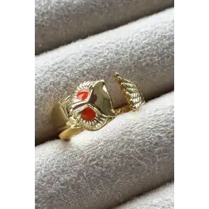 Altın Renk Baykuş Figürlü Metal Ayarlanabilir Yüzük